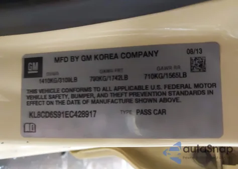 2014 Chevrolet Spark 1Lt Auto z USA, uszkodzony, nr VIN KL8CD6S91EC428917